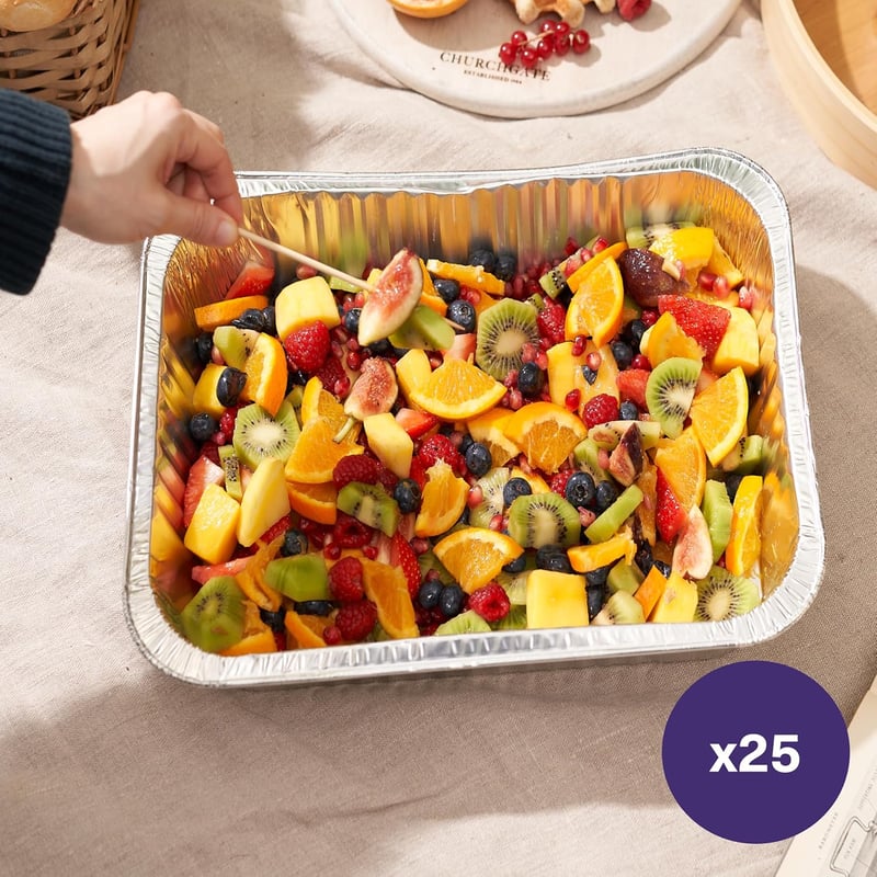 MATANA 25 db XL alumínium tepsi 37 x 27 cm, 7 cm mély, 5000 ml, grillsütő és sütő tál, egymásra rakható