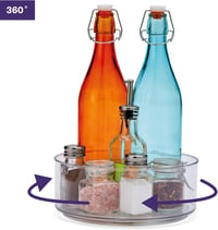 MATANA 360° Forgó Tálca Szett 2db - 23cm Átlátszó Forgótányér Magas Peremmel Fűszertartóhoz, Hűtőbe, Konyhaszekrénybe, Fürdőszobai Kozmetiku 9