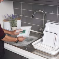 Set 40 Farfurii din Plastic Alb MATANA cu Margine Argintie (Pătrate, 2 Mărimi) - Farfurii de Petrecere Durabile, Veselă Reutilizabilă pentru Nunți, Zile de Naștere și Sărbători 8