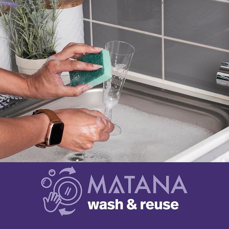 MATANA 48 db Elegáns Műanyag Pezsgőspohár 150ml - Átlátszó, Törésálló Pohár