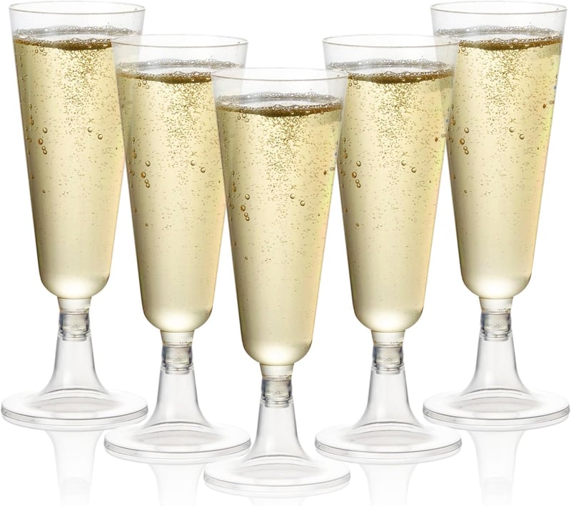 MATANA 48 db Elegáns Műanyag Pezsgőspohár 150ml - Átlátszó, Törésálló Pohár