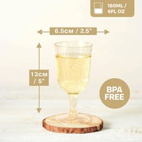 MATANA 50 db Prémium Műanyag Borospohár Arany Csillámmal, 180 ml - Mosogatógépben Mosható, BPA-mentes Pezsgős Poharak Esküvőkre, Partikra

A 3