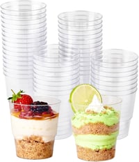 MATANA Átlátszó Műanyag Desszertpohár Szett (48db, 220ml) - Strapabíró, Újrahasználható Tálkák Előételekhez, Pudingokhoz, Mousse-hoz, Parfék 1