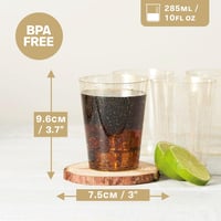 MATANA Prémium Átlátszó Műanyag Pohár Arany Csillámmal 50db (280ml) - Újrahasználható Poharak Italokhoz, Esküvőre, Partikra 6