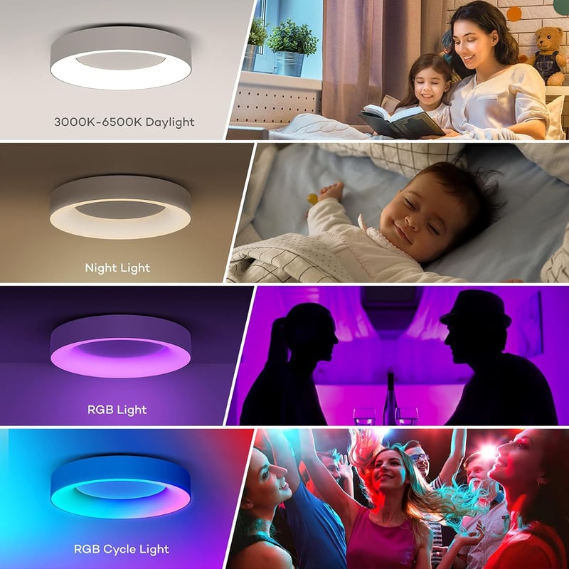 Matane LED mennyezeti lámpa RGB színváltó távirányítóval 36W dimmelhető