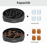 Bol pentru câini MateeyLife anti-găurire/antiderapant cu hrănire lentă pentru câini de talie medie și mare, 1 buc., mare, negru 5