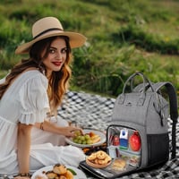 MATEIN 15.6" Laptop Hátizsák Hűtőtáskával, USB Töltőporttal, Vízálló Munka Hátizsák Szürke 7