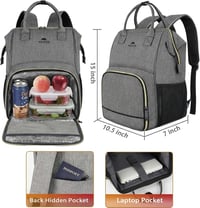 MATEIN 15.6" Laptop Hátizsák Hűtőtáskával, USB Töltőporttal, Vízálló Munka Hátizsák Szürke 3