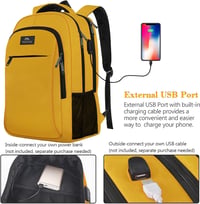 MATEIN 15,6" Laptop Hátizsák Nőknek - Sárga Notebook Táska USB Töltőporttal, Üzleti és Munkavégzéshez, Férfiaknak is 2