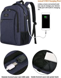 MATEIN 15,6" Laptop Hátizsák USB Töltőporttal - Vízálló Iskolatáska Férfiaknak, Kék Notebook Táska Utazáshoz, Munkához - 15.6 inches, Blue 2