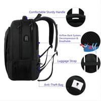 MATEIN 15,6" Laptop Hátizsák USB Töltőporttal - Vízlepergető Számítógép Táska Utazáshoz, Munkához, Iskolához - Fekete 7