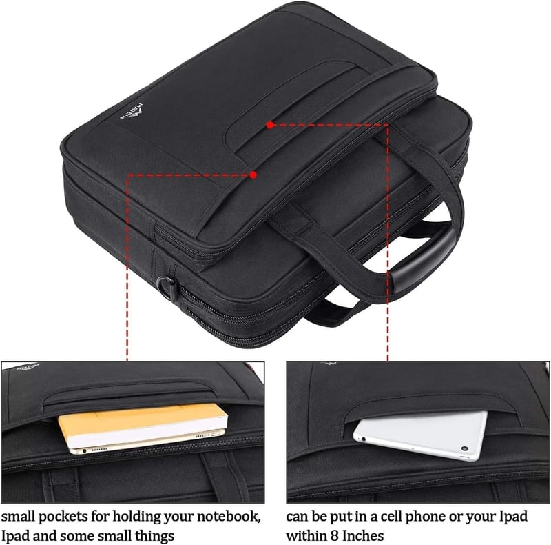 MATEIN 15,6" Üzleti Laptop Táska - Vízálló Nylon Válltáska Notebookhoz, Tablethez - Unisex Többrekeszes Hordozható Számítógép Tok Lopásgátló