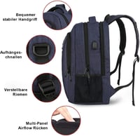 MATEIN 17.3 Colos Laptop Hátizsák USB Töltőporttal Vízálló Antitolvaj Férfi Női Utazási Iskolatáska Sötétkék 4