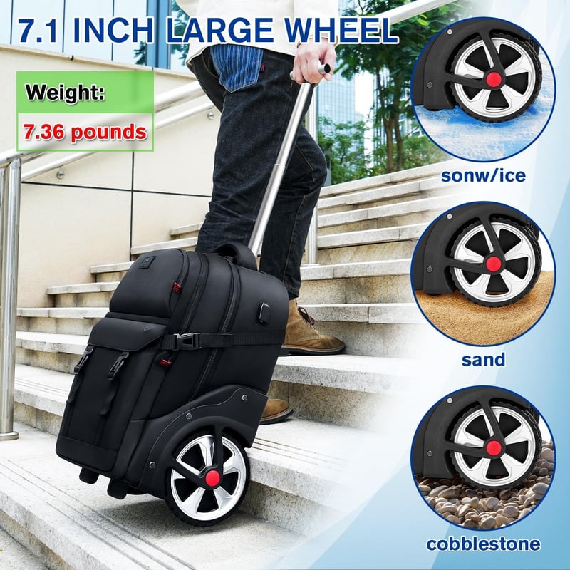 MATEIN 17.3" gurulós hátizsák 50L USB töltővel vízálló utazási táska