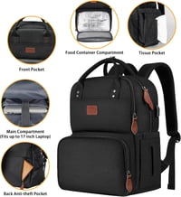 MATEIN 17 Hüvelyk Laptop Hátizsák Hűtőtáskával, USB Porttal, Utazáshoz és Munkához - 17.3 inch, Black 6