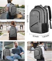 MATEIN 17 Hüvelykes Vízálló Laptop Hátizsák USB Töltőporttal, Antitolvaj Munka Utazás Iskolai Szürke 6