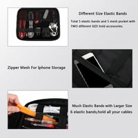 MATEIN Kábel Rendszerező Táska, 3-Rétegű Utazási Elektronikai Szervező, Nagy Kapacitású Töltő Tartó iPad Mini Kompatibilis, Fekete 4