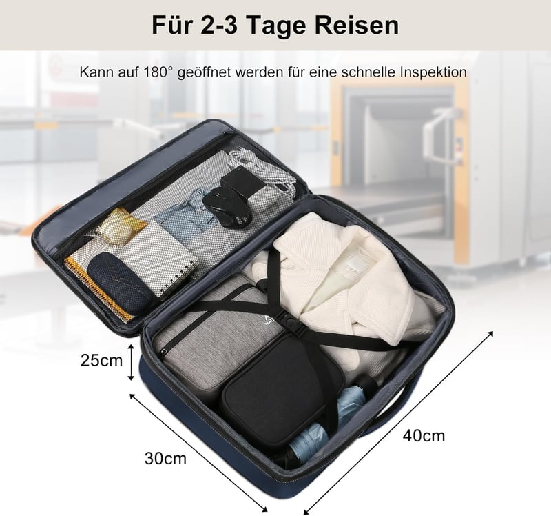 MATEIN Kézipoggyász Hátizsák Repülőgépre - Unisex Utazótáska 40x25x20cm, Kék, 700g - Fedélzeti Táska Fapados Járatokra