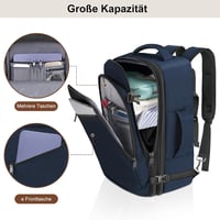 MATEIN Kézipoggyász Hátizsák Repülőgépre - Unisex Utazótáska 40x25x20cm, Kék, 700g - Fedélzeti Táska Fapados Járatokra 7