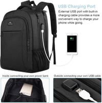 MATEIN Nagy Kapacitású Laptop Hátizsák 17,3" - USB Töltőporttal, Lopásgátló, Vízálló Üzleti Utazó Táska Diákoknak és Munkához, Fekete - 17.3 inch, Black 5