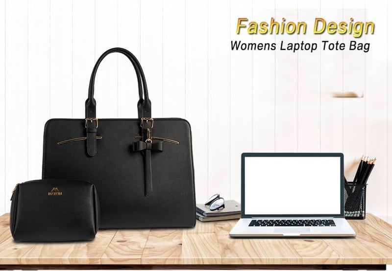 MATEIN Női Laptop Táska 15,6" - Vízálló PU Bőr Válltáska USB Töltőporttal, Kivehető Kulcstartóval és Kiegészítő Clutch Táskával - Fekete