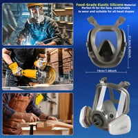 Mască completă de protecție respiratorie Matlarn 6800 cu filtru, mască de gaze reutilizabilă pentru vopsit, șlefuire, substanțe chimice și particule fine de praf 6