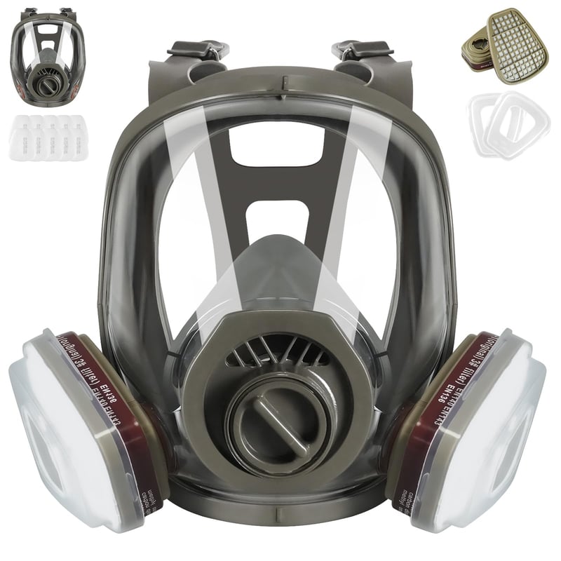 Mască completă de protecție respiratorie Matlarn 6800 cu filtru, mască de gaze reutilizabilă pentru vopsit, șlefuire, substanțe chimice și particule fine de praf
