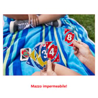 Mattel Games UNO H2O To Go P1703 vodoodolná kartová hra s karabínou – pre 2-10 hráčov, od 7 rokov, na pláž a cesty 5