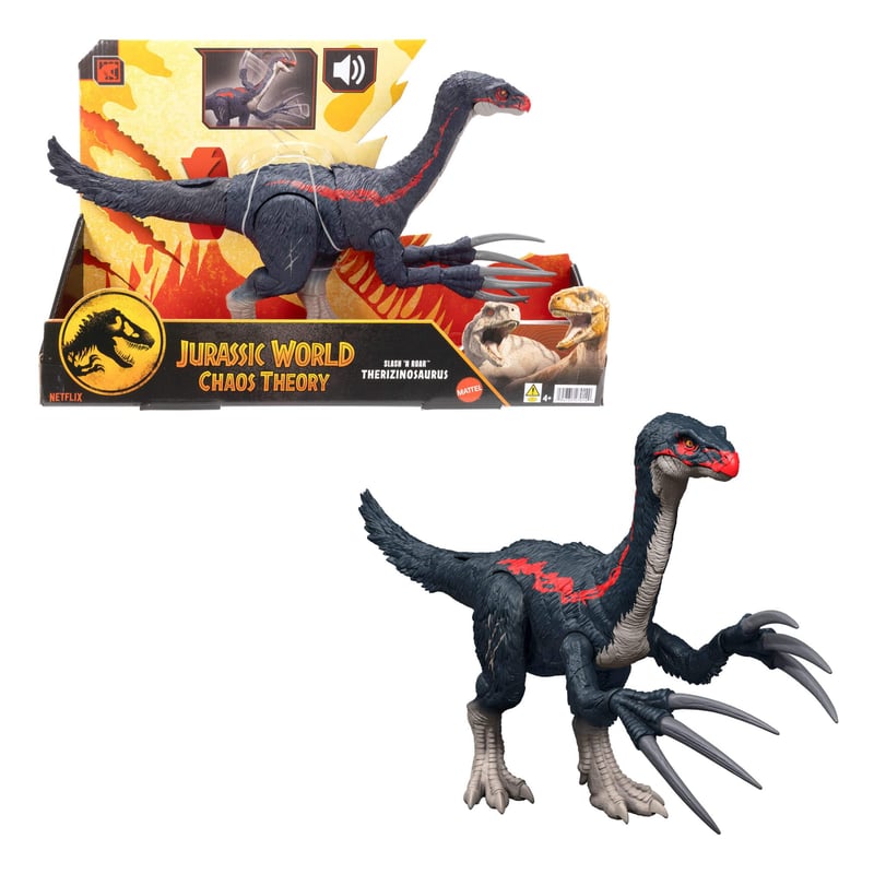 Akčná figúrka dinosaura Mattel Jurassic World Chaos Theory Therizinosaurus so zvukom JCG17