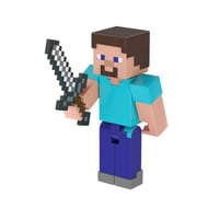 Mattel Minecraft JJT18 Útok na dedinu 3 akčné figúrky a súprava 3 doplnkov – Steve – 8,3 cm zberateľská súprava figúrok 4