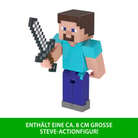 Mattel Minecraft JJT18 Útok na dedinu 3 akčné figúrky a súprava 3 doplnkov – Steve – 8,3 cm zberateľská súprava figúrok 2