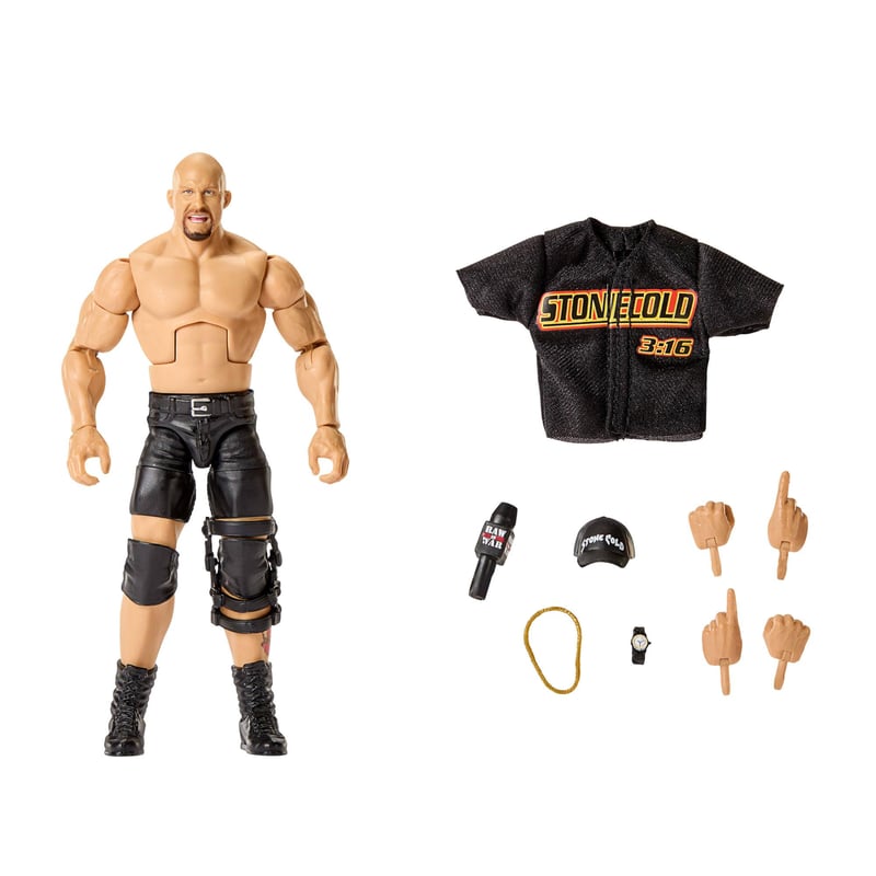 Akčná figúrka Mattel WWE Elite Stone Cold Steve Austin – Séria 122 – 15 cm – 25 kĺbových bodov – Vymeniteľné ruky – JHT52