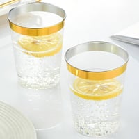 mauepersu 50 ks zlatých plastových pohárov 280 ml opakovane použiteľné elegantné párty poháre na šampanské, víno, koktaily, pivo, martini, sódu a dezerty 8