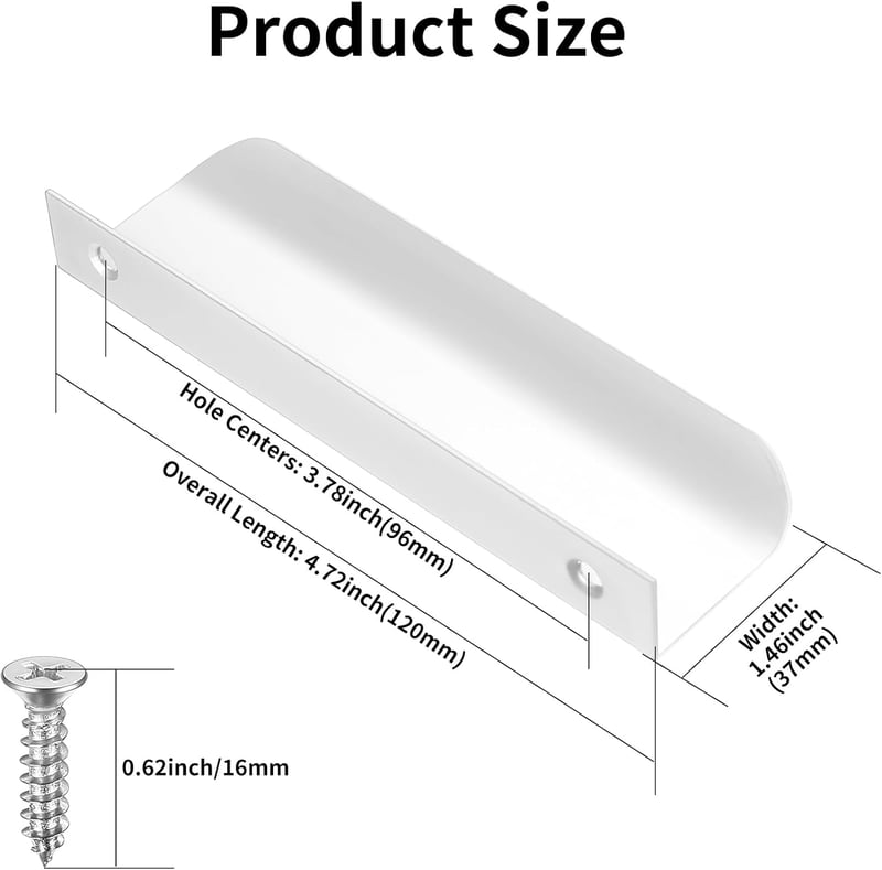 mauuuba 8 db fehér bútor fogantyú 120 mm rejtett szekrényfogantyú konyha