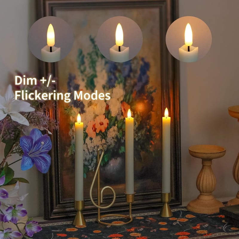 Mavandes LED gyertya távirányítóval, időzítővel, 25cm, 4db szett, meleg fény - 25 Cm-ivory-4