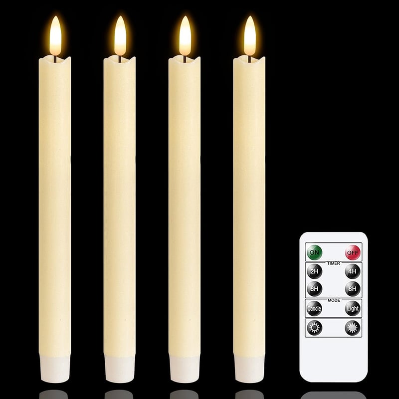 Mavandes LED gyertya távirányítóval, időzítővel, 25cm, 4db szett, meleg fény - 25 Cm-ivory-4