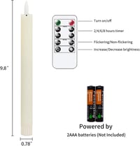 Mavandes LED gyertya távirányítóval, időzítővel, 25cm, 4db szett, meleg fény - 25 Cm-ivory-4 4