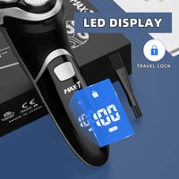 MAX-T Férfi Elektromos Borotva - Vezetékes és Akkumulátoros 3D Forgófejes Borotva Pattintható Szakállnyíróval, Száraz és Nedves Használat, 100-240V, Fekete 6