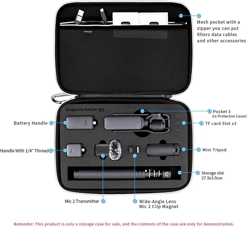 MAXCAM DJI Osmo Pocket 3 táska fekete szervezővel és nagy tárolóval