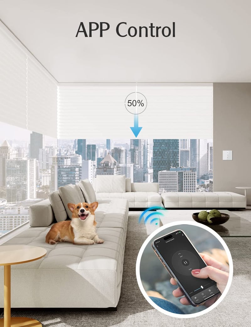 Maxcio WiFi Redőnykapcsoló 4 db - Alexa és Google Home Kompatibilis, Százalékos Vezérlés, Időzítő, Hangvezérlés, Okosotthon Redőnyvezérlő