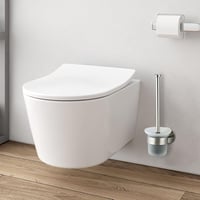 MaxDoux Fali WC Kefe Tartó Rozsdamentes Acél és Üveg Fürdőszobai Szett 5