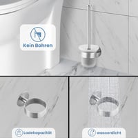 MaxDoux Fali WC Kefe Tartó Rozsdamentes Acél és Üveg Fürdőszobai Szett 3