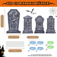 Maxee Halloween világító sírkövek szett 4 db + 3m tündérfény, kültéri dekoráció 5