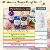 Maxee fire pentru lucru manual 10x50 g, fir de croșetat, fir acrilic cu tranziție de culoare pentru tricotat și croșetat, multicolor, moale 6
