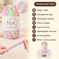 Maxee fire pentru lucru manual 10x50 g, fir de croșetat, fir acrilic cu tranziție de culoare pentru tricotat și croșetat, multicolor, moale 2