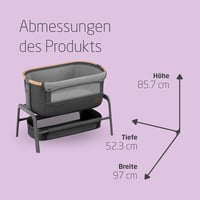 Maxi-Cosi Iora prístelka, skladacia postieľka s mäkkým matracom, 0–6 mesiacov, 9 kg, 5 výškových polôh, Essential Graphite 7