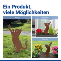 Decor de grădină din metal Maximex cu motiv de pisică și fluture, finisaj cu patină de rugină, pentru grădină, terasă și balcon, 29,5 x 53 cm 2