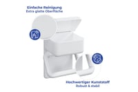 Suport pentru hârtie igienică Maximex cu poliță 2 în 1, plastic, montabil pe perete, 16 x 20 x 11 cm 5