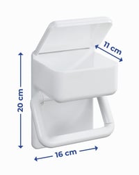 Suport pentru hârtie igienică Maximex cu poliță 2 în 1, plastic, montabil pe perete, 16 x 20 x 11 cm 7