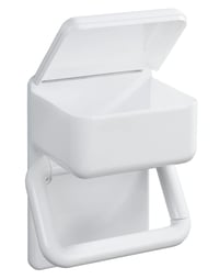 Suport pentru hârtie igienică Maximex cu poliță 2 în 1, plastic, montabil pe perete, 16 x 20 x 11 cm 2